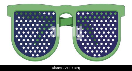 Green medical reading glasses in a flat style isolated on a white background. Ophthalmologist clinic. Stock Vector