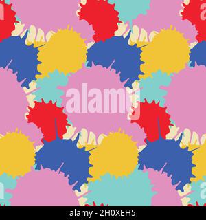 Multicolored paint spots seamless pattern, chaos rainbow expression, fantasy art abstract pattern vector illustration Stock Vector