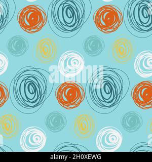 Cute abstract circle seamless pattern, abstract psychedelic vector illustration Stock Vector