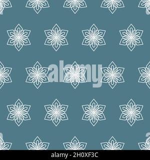 Bright seamless pattern snowflake mandala, geometric snowflake simple design, vector illustration Stock Vector