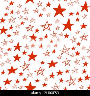 Seamless pattern, star in starfall sky, red white design vector illustration with star element Stock Vector