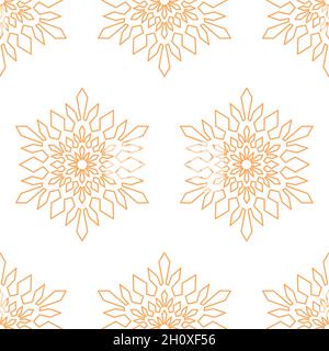 Bright seamless pattern snowflake mandala, geometric snowflake simple design, vector Stock Vector