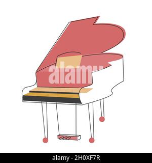 Piano in doodle style. Classical music instrument. Stock Vector