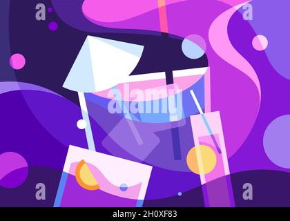 Banner with party cocktails. Placard design in abstract style. Stock Vector