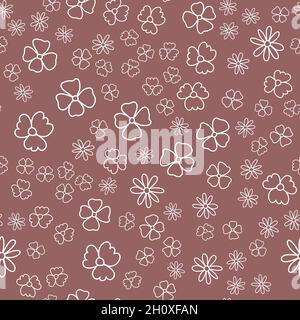Seamless pattern, pastel flower brown brick matte, simple design vector illustration Stock Vector