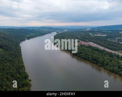 An aerial view of the West Branch of the Susquehanna in Pennsylvania. Stock Photo