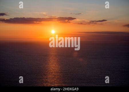 Beautiful landscape view of the Exmoor nature on sunset, summertime Stock Photo