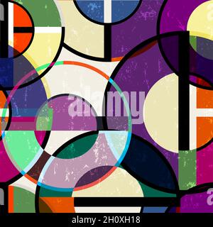 seamless circle pattern background, retro, vintage style, with circles, paint strokes and splashes Stock Vector