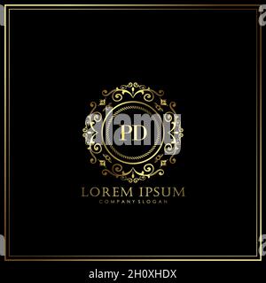 PD Initial Letter Luxury Logo template in vector for Restaurant, Royalty, Boutique, Cafe, Hotel, Heraldic, Jewelry, Fashion and other vector illustrat Stock Vector
