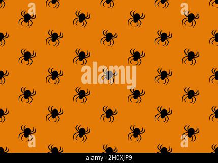 Seamless pattern with spiders. Halloween party decoration. Festive background for paper, textile, holiday and design Stock Vector