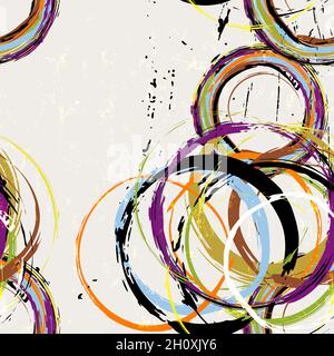 seamless abstract background pattern, with circles, paint strokes and splashes Stock Vector