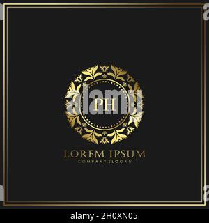 PH Initial Letter Luxury Logo template in vector for Restaurant, Royalty, Boutique, Cafe, Hotel, Heraldic, Jewelry, Fashion and other vector illustrat Stock Vector