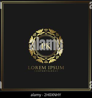 PK Initial Letter Luxury Logo template in vector for Restaurant, Royalty, Boutique, Cafe, Hotel, Heraldic, Jewelry, Fashion and other vector illustrat Stock Vector