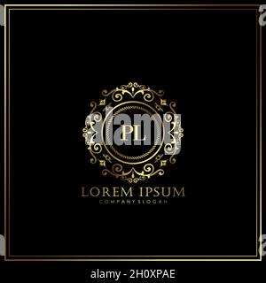 PL Initial Letter Luxury Logo template in vector for Restaurant, Royalty, Boutique, Cafe, Hotel, Heraldic, Jewelry, Fashion and other vector illustrat Stock Vector