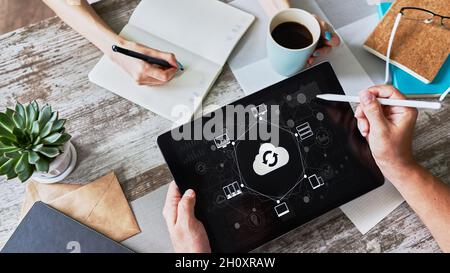 Cloud technology. Internet, computing and data storages concept. Stock Photo