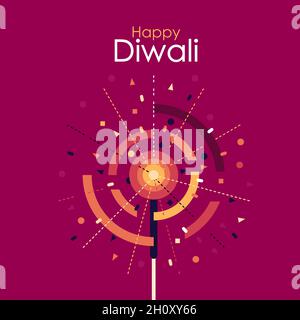 Illustration of fireworks. Concept for Diwali festival of India Stock Vector