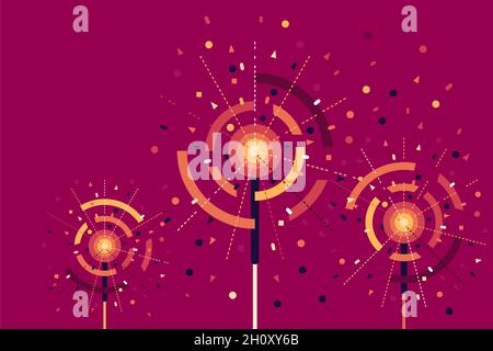 Illustration of fireworks. Concept for Diwali festival of India Stock Vector