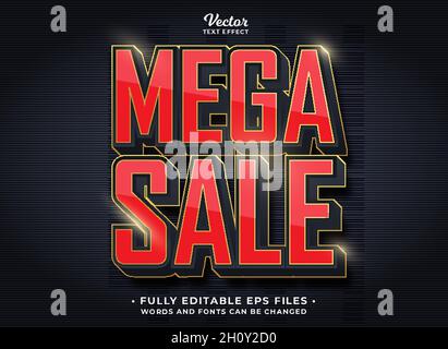 red mega sale text effect editable eps cc Stock Vector