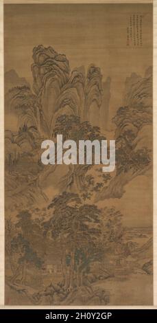 Landscape, 1632-1717. Wang Hui (Chinese, 1632-1717). Hanging scroll, color on silk; overall: 200.9 x 99.2 cm (79 1/8 x 39 1/16 in.). Stock Photo