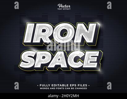 silver iron chrome text effect editable eps cc. words and fonts can be changed Stock Vector