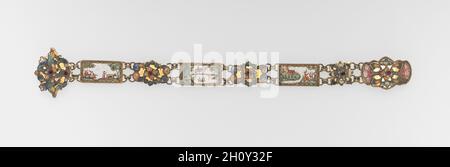 Belt, 1700s. Netherlands, early 18th century. Enamel on copper with gilt metal mounts and cloisonné medallions; overall: 55.9 cm (22 in.). Stock Photo