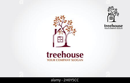 Tree House Vector Logo Template. This logo symbolizes a neighborhood, protection, peace, growth, and care or concern to development, etc. Stock Vector