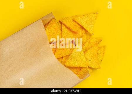Mexican nachos in a paper bag. Stock Photo