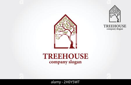 Tree House Vector Logo Template. This logo design for all creative business. Consulting, Excellent logo,simple and unique concept. Stock Vector