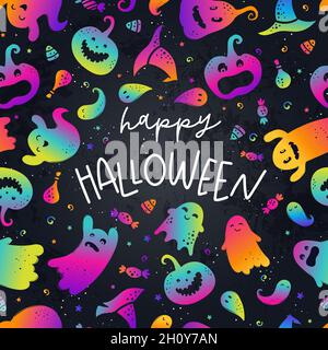 Hand drawn Halloween sale design, fun background with decoration, great for banners, vouchers, wallpapers, promotions - vector design Stock Vector