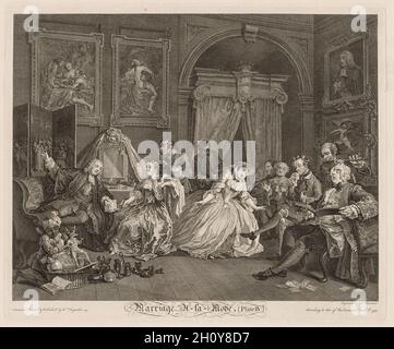Marriage à la Mode: The Toilet Scene, 1745. William Hogarth (British, 1697-1764). Engraving; Stock Photo
