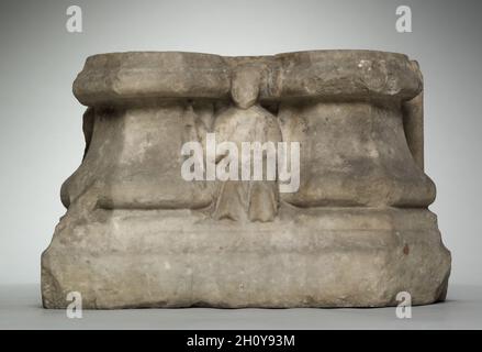 Double Column Base, late 1400s. France, late 15th century. Marble; overall: 30.5 x 49.1 x 25.4 cm (12 x 19 5/16 x 10 in.). Stock Photo