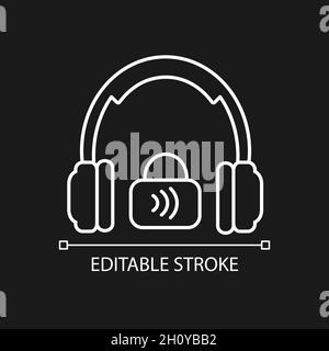 Closed back headphones white linear icon for dark theme Stock Vector