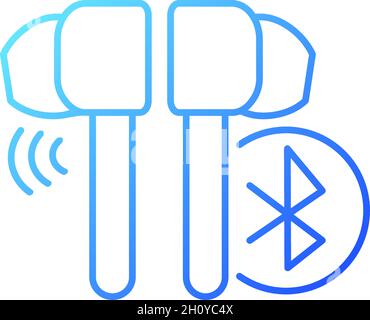 Noise cancelling wireless earphones gradient linear vector icon Stock Vector