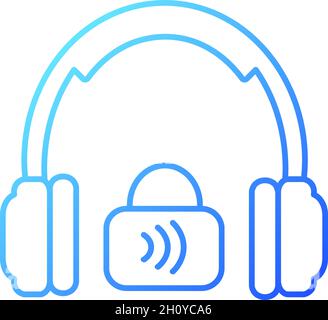Closed back headphones gradient linear vector icon Stock Vector