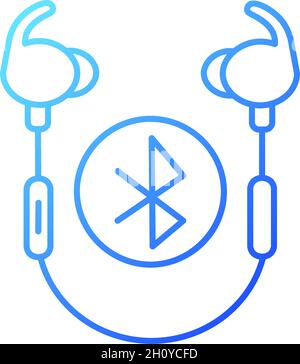 Wireless workout headphones gradient linear vector icon Stock Vector