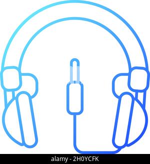 Wired circumaural headset gradient linear vector icon Stock Vector
