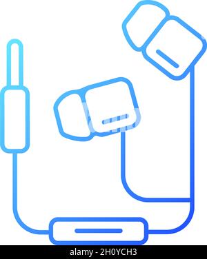 Wired earphones gradient linear vector icon Stock Vector