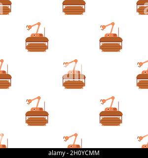 Robot crane pattern seamless background texture repeat wallpaper geometric vector Stock Vector