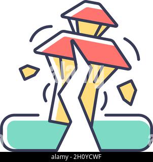 Earthquake in Nepal RGB color icon Stock Vector