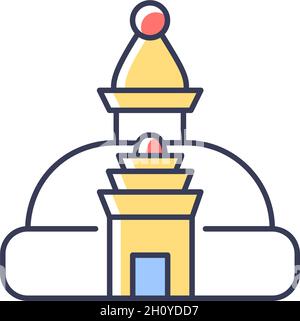 Swayambhu stupa RGB color icon Stock Vector