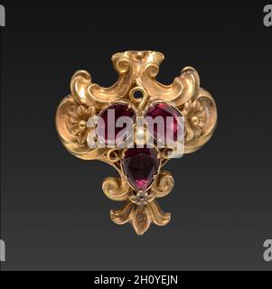 Earring, c. 1840. Germany, possibly, 19th century. Gold and jewels; average: 3.3 x 2.9 cm (1 5/16 x 1 1/8 in.). Stock Photo