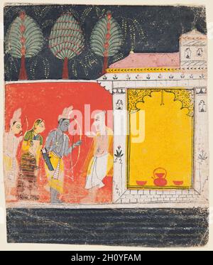 Rama, Sita, And Lakshmana At The Hermitage Of Bharadvaja: Folio From A ...