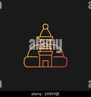 Swayambhu stupa gradient vector icon for dark theme Stock Vector