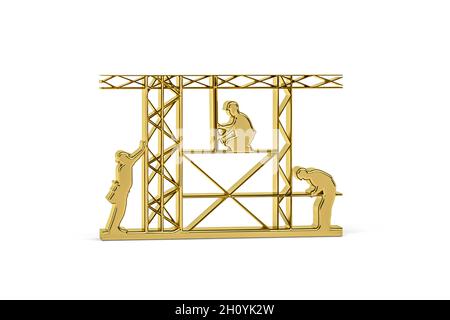 Golden 3D scaffolding icon isolated on white background - 3D render Stock Photo