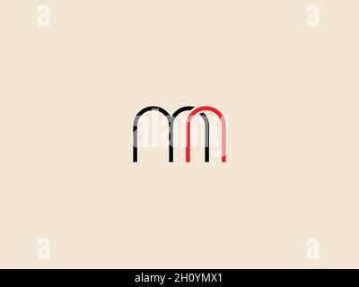 LETTERS MN LOGO DESIGN WITH NEGATIVE SPACE EFFECT FOR ILLUSTRATION USE Stock Vector