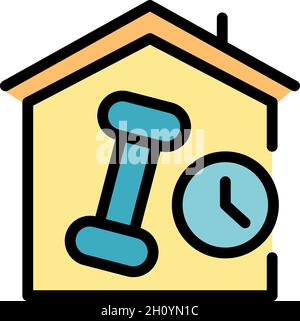 Fitness at home icon. Outline fitness at home vector icon color flat isolated Stock Vector