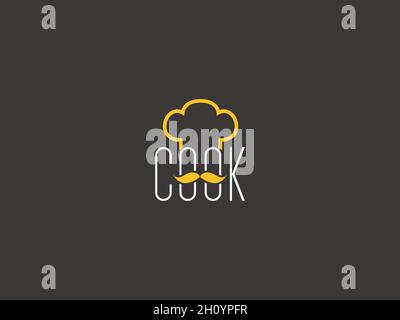LETTER COOK LOGO WITH MUSTACHE ICON FOR ILLUSTRATION USE Stock Vector