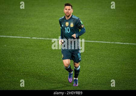 Buenos Aires, Argentina. 14th Oct, 2021. Lionel Messi seen during the FIFA World Cup Qatar 2022 Qualifiers match between Argentina and Peru at El Monumental. Final score; Argentina 1:0 Peru. Credit: SOPA Images Limited/Alamy Live News Stock Photo