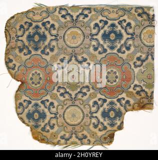 Fragment, 1800s. China, 19th century. Silk; overall: 17.8 x 18.5 cm (7 x 7 5/16 in.). Stock Photo