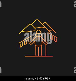 Trekking in Nepal gradient vector icon for dark theme Stock Vector